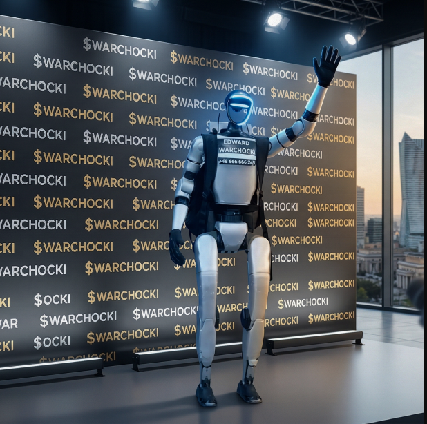 Edward Warchocki robot waving at press conference